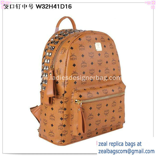 High Quality Replica MCM Medium Top Studs Backpack MC4232 Wheat